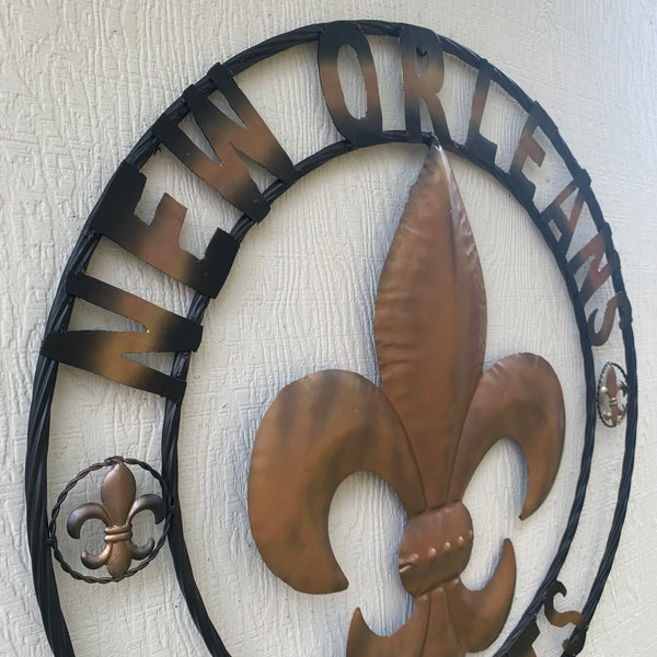 18", 24", 32" NEW ORLEANS SAINTS METAL SIGN WALL ART WESTERN HOME DECOR RUSTIC GOLD & BLACK ART NEW