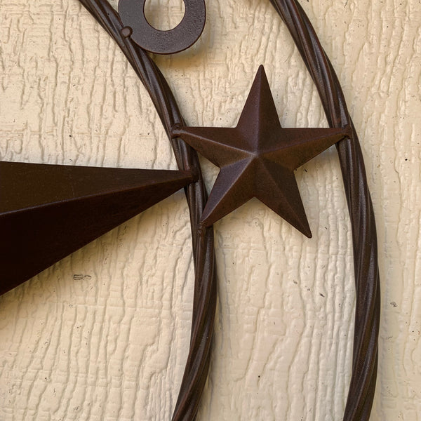 24", 32",36",40" TEXAS 1836 RUSTIC BROWN BARN STAR METAL WALL WESTERN HOME DECOR HANDMADE