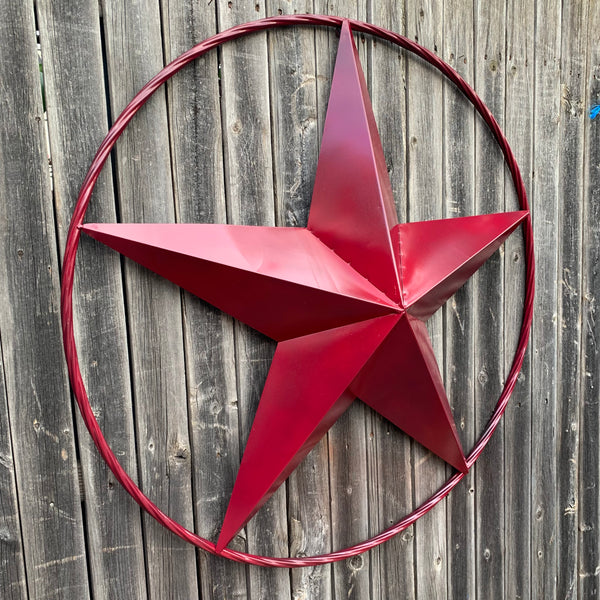 CRANBERRY BURGUNDY STAR RED STAR BARN METAL LONESTAR TWISTED ROPE RING WALL ART WESTERN HOME DECOR BRAND NEW
