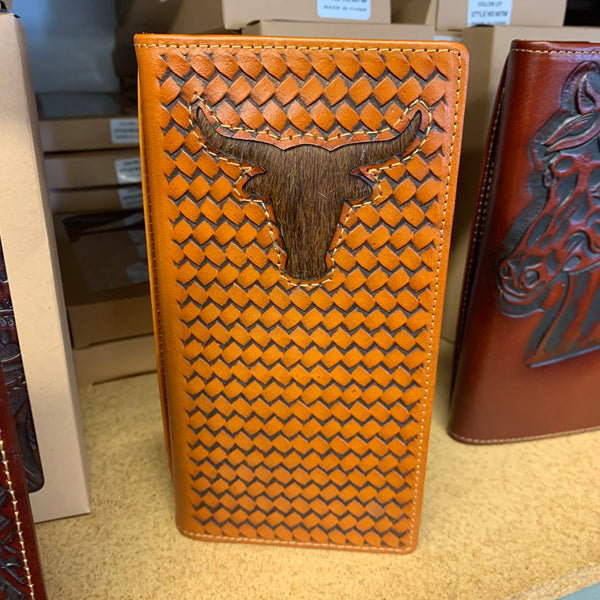 GENUINE LEATHER WESTERN CHECKBOOK MEN'S WALLET WESTERN FASHION--FREE SHIPPING