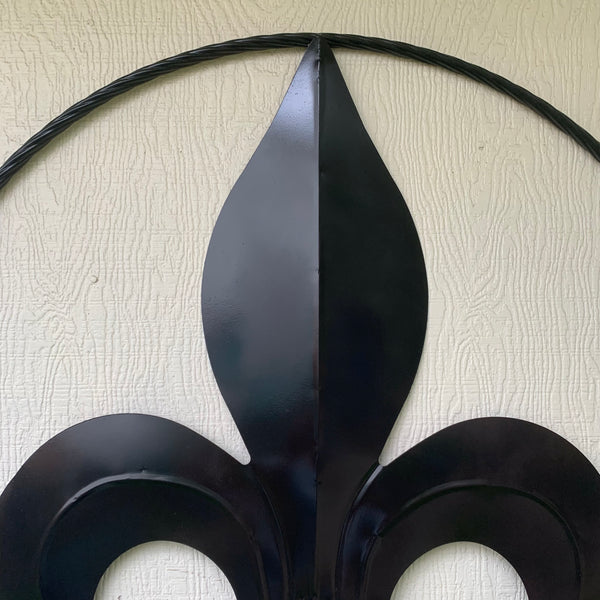 #EH10645 24", 36" GLOSS BLACK FLEUR DE LIS METAL WALL ART SIGN WESTERN HOME DECOR HANDMADE NEW