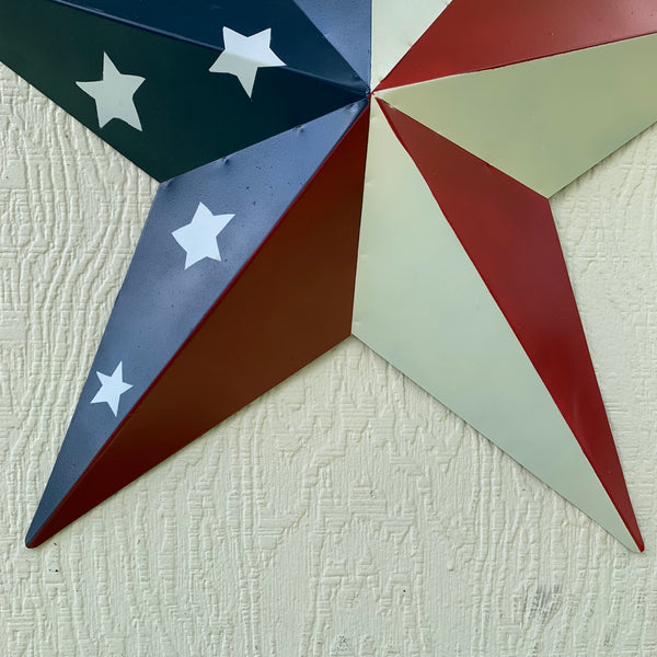 12",16",24",30",36" USA AMERICAN FLAG STAR STYLE #1 RED WHITE & BLUE METAL BARN STAR WALL ART HANDMADE STYLE# 1