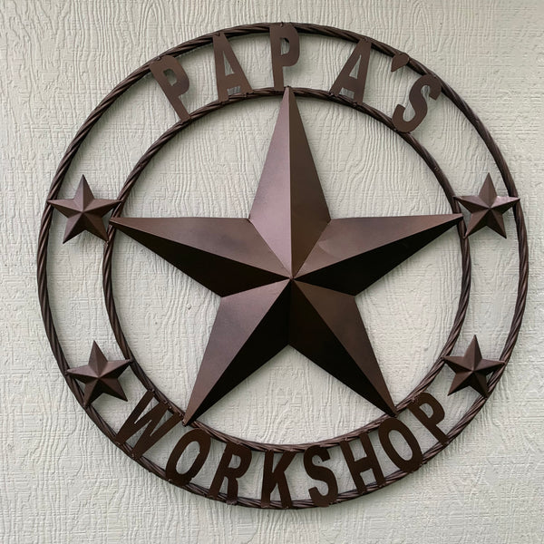 LOPEZ CUSTOM STAR NAME BARN METAL STAR 3d TWISTED ROPE RING WESTERN HOME DECOR RUSTIC  BRONZE HANDMADE 24",32",34",36",40",42",44",46",50"