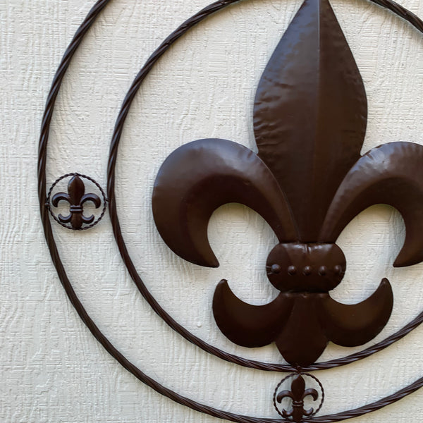 MULTI FLEUR DE LIS METAL WALL ART WESTERN HOME DECOR VINTAGE RUSTIC BROWN ART NEW