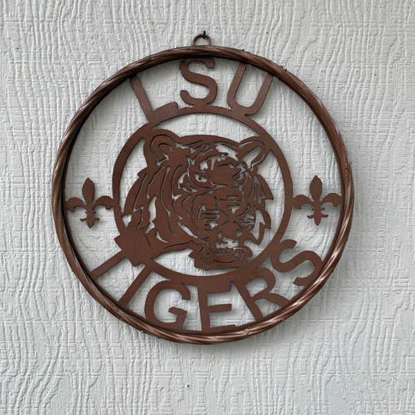 12" LSU TIGERS CUSTOM METAL VINTAGE CRAFT WESTERN HOME DECOR NEW