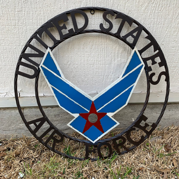 24" US AIR FORCE MILITARY CUSTOM VINTAGE METAL CRAFT WALL ART AIRFORCE WESTERN HOME DECOR HANDMADE