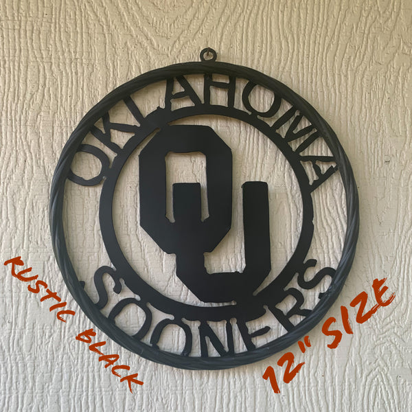 12", 18", 24", 32" OU OKLAHOMA SOONERS RUSTIC BLACK METAL CUSTOM VINTAGE CRAFT WALL ART TEAM SIGN HANDMADE