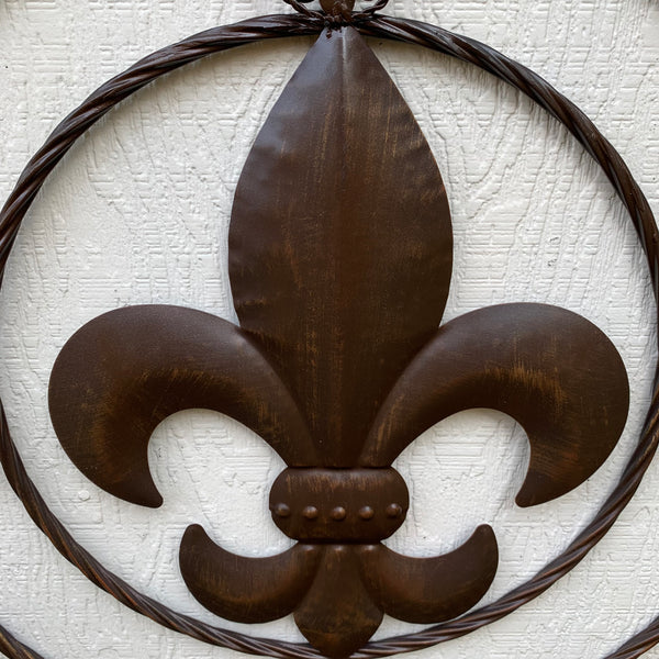 MULTI FLEUR DE LIS METAL WALL ART WESTERN HOME DECOR VINTAGE RUSTIC BROWN ART NEW