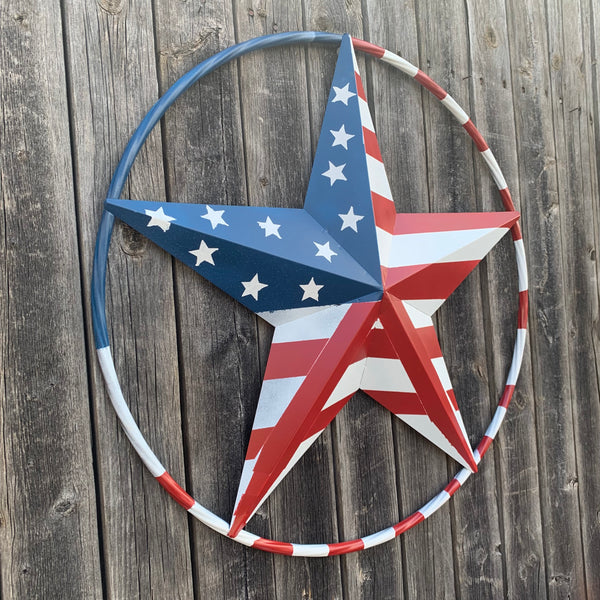 PEACE STAR SIGN METAL RED WHT BLUE STAR WESTERN HOME DECOR HANDMADE 12",16",24",32"36",38",40",48"