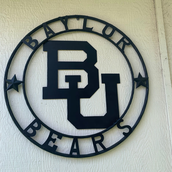 12", 18", 24", 32" BAYLOR BEARS CUSTOM BLACK METAL VINTAGE CRAFT SIGN WALL ART HANDMADE