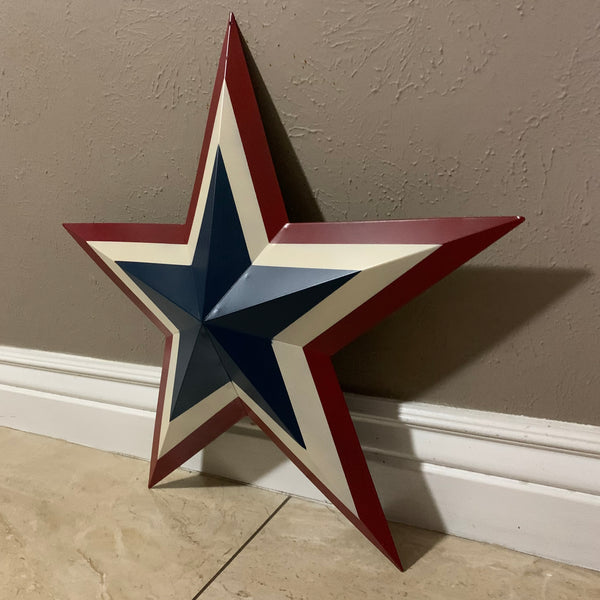 12",16",24",30",36" RED WHITE BLUE METAL BARN STAR METAL WALL ART HANDMADE