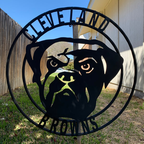 CLEVELAND BROWNS METAL CUSTOM VINTAGE CRAFT ART HANDMADE RUSTIC BLACK