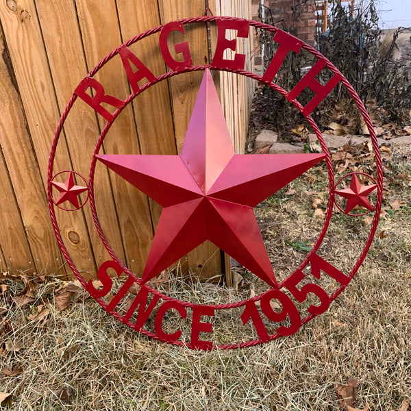 PHILLIPS STYLE YOUR CUSTOM STAR METAL NAME RUSTIC BURGUNDY RED PHILLIPS CUSTOM 3d STAR METAL NAME BARN STAR TWISTED ROPE RING DESIGN METAL WALL ART HOME DECOR ANY SIZE