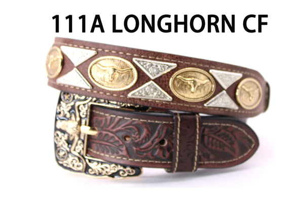WS111A LONGHORN LEATHER CF BROWN BELT WESTERN BELTS FASHION NEW STYLE