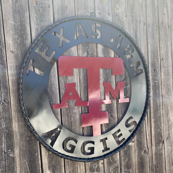 24" TEXAS A&M WIDE BAND RING CUSTOM METAL VINTAGE CRAFT SIGN TEAM HANDMADE