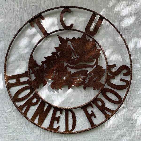 12", 18", 24", 32" TCU HORNED FROGS CUSTOM VINTAGE CRAFT METAL TEAM SIGN HANDMADE