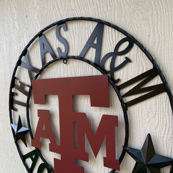 12", 18", 24", 32" TEXAS A&M AGGIES STARS METAL CUSTOM VINTAGE CRAFT WALL ART TEAM SIGN HANDMADE