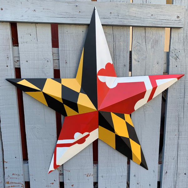 #EH10423 MARYLAND FLAG BARN METAL STAR WESTERN HOME DECOR HANDMADE 22",24",30",36"