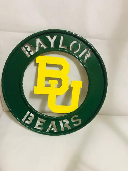 12", 18", 24", 32" BAYLOR BEARS WIDE BAND RING STYLE CUSTOM METAL VINTAGE CRAFT SIGN WESTERN HOME DECOR