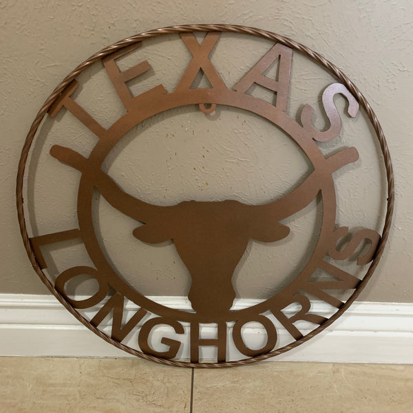 40",44",50" TEXAS LONGHORNS CUSTOM METAL VINTAGE CRAFT SIGN TEAM ART WESTERN HOJME DECOR RUSTIC BRONZE