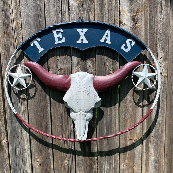 24" X 18" TEXAS LONGHORNS METAL ART WALL DECOR WESTERN HOME DECOR NEW