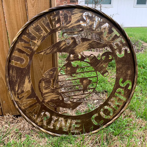 #EH10085 18",24",32" US MARINE CORPS MILITARY LASERCUT METAL PATRIOTIC WALL ART WESTERN HOME DECOR HANDMADE RUSTIC BRONZE COPPER