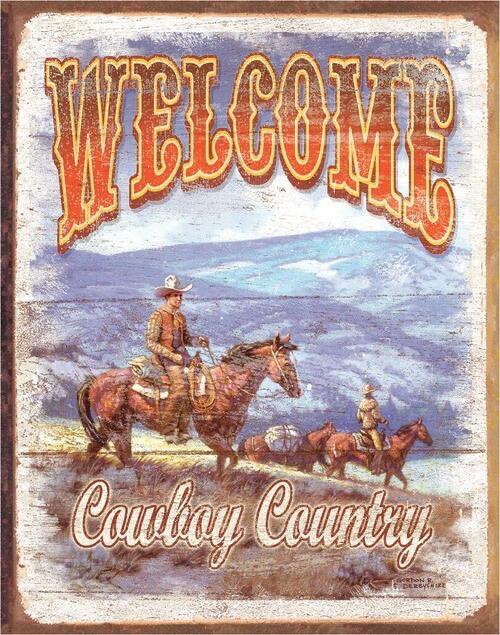 WELCOME COWBOY COUNTRY TIN SIGN METAL ART WESTERN HOME DECOR CRAFT