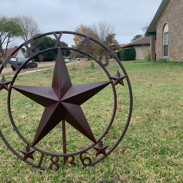 36" TEXAS 1836 BROWN BARN STAR METAL ART WESTERN HOME DECOR VINTAGE RUSTIC CRAFT ART