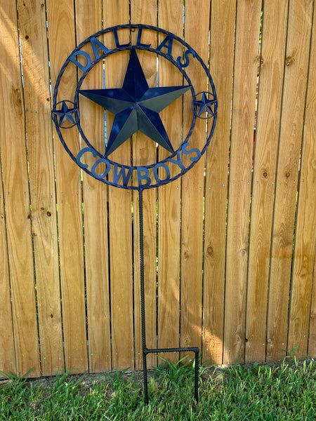 24" STAR & 34" STAKE DALLAS COWBOYS DECOR METAL ART WESTERN HOME WALL DECOR ALL NAVY BLUE STAR WITH 34" STAKE