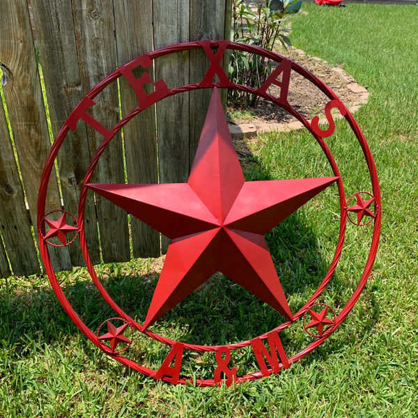TEXAS A&M BURGUNDY RED BARN LONE STAR METAL CUSTOM VINTAGE CRAFT TEAM STAR WESTERN HOME DECOR HANDMADE SIZE:24",32",36",40",42",44",46",50"