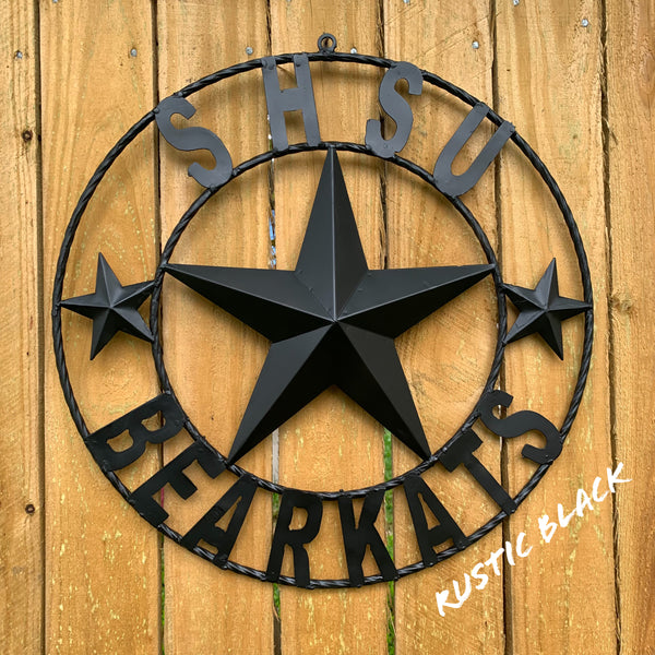 24",32" SHSU SAM HOUSTON BEARKATS RUSTIC BLACK METAL CUSTOM VINTAGE CRAFT RUSTIC BLACK TEAM STAR HANDMADE