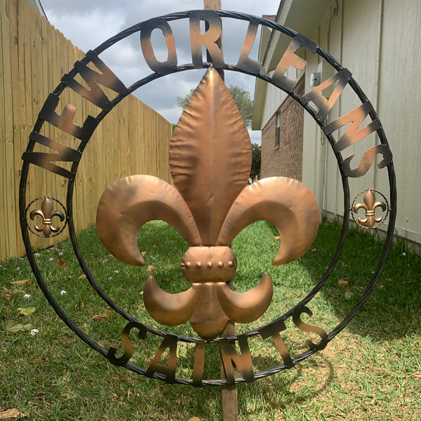 18", 24", 32" NEW ORLEANS SAINTS METAL SIGN WALL ART WESTERN HOME DECOR RUSTIC GOLD & BLACK ART NEW