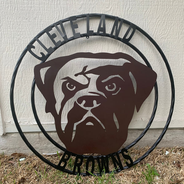 CLEVELAND BROWNS METAL CUSTOM VINTAGE CRAFT ART HANDMADE RUSTIC BROWN