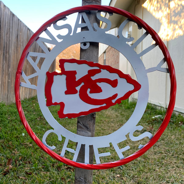 12",18",24",32",36" KANSAS CITY CHIEFS CUSTOM METAL VINTAGE CRAFT SIGN TEAM WESTERN HOME DECOR HANDMADE