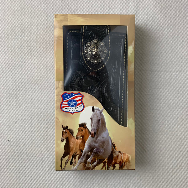 #WS341F 7" LONE STAR BLACK LEATHER POUCH EXTRA LARGE  BELT LOOP HOLSTER CELL PHONE CASE UNIVERSAL OVERSIZE--FREE SHIPPING