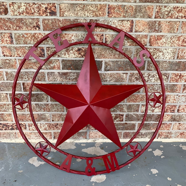 TEXAS A&M BURGUNDY RED BARN LONE STAR METAL CUSTOM VINTAGE CRAFT TEAM STAR WESTERN HOME DECOR HANDMADE SIZE:24",32",36",40",42",44",46",50"