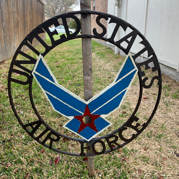 24" US AIR FORCE MILITARY CUSTOM VINTAGE METAL CRAFT WALL ART AIRFORCE WESTERN HOME DECOR HANDMADE