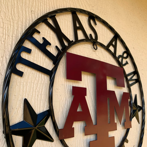 TEXAS A&M WITH STARS CUSTOM METAL VINTAGE CRAFT SIGN WALL ART TEAM SIGN HANDMADE