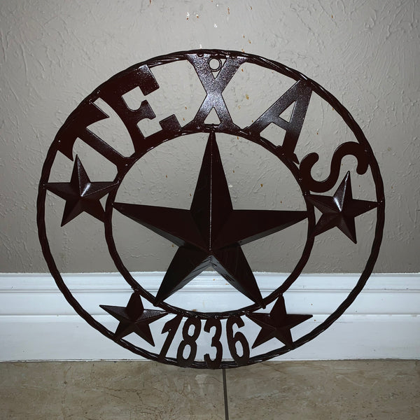 16",24",32",50" RUSTIC BROWN TEXAS 1836 BARN STAR METAL ART WESTERN HOME DECOR VINTAGE RUSTIC DARK BROWN NEW