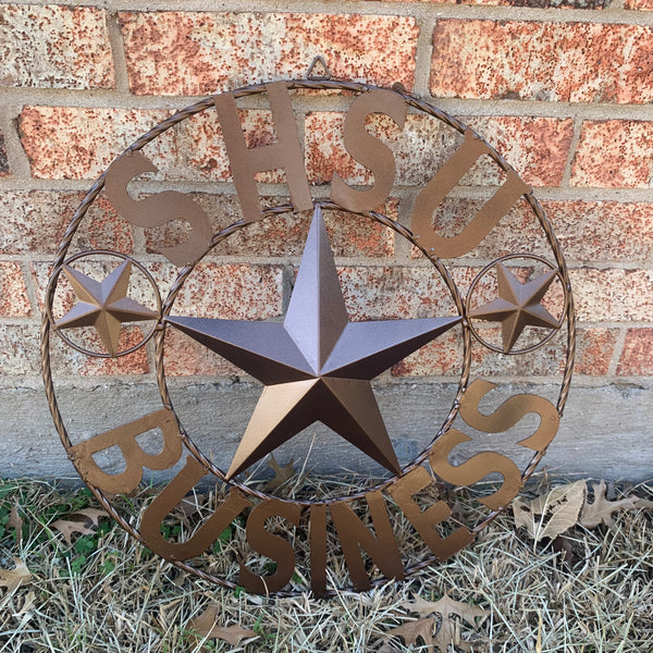 24",32" SHSU SAM HOUSTON BEARKATS BUSINESS RUSTIC BRONZE COPPER METAL CUSTOM VINTAGE CRAFT RUSTIC BLACK TEAM STAR HANDMADE