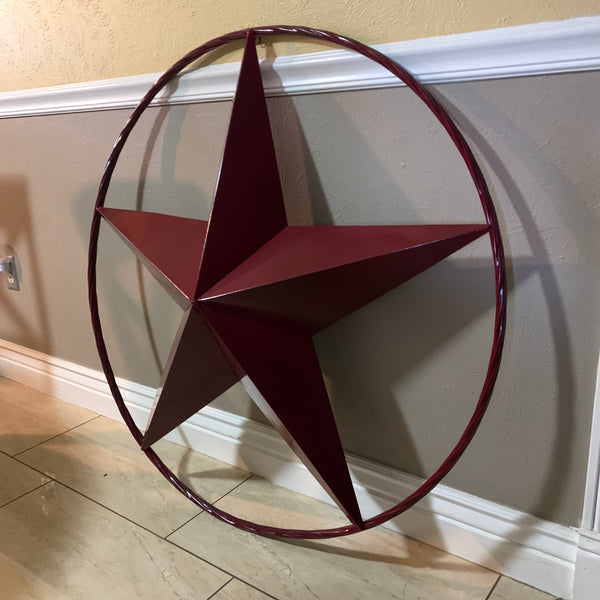 CRANBERRY BURGUNDY STAR RED STAR BARN METAL LONESTAR TWISTED ROPE RING WALL ART WESTERN HOME DECOR BRAND NEW