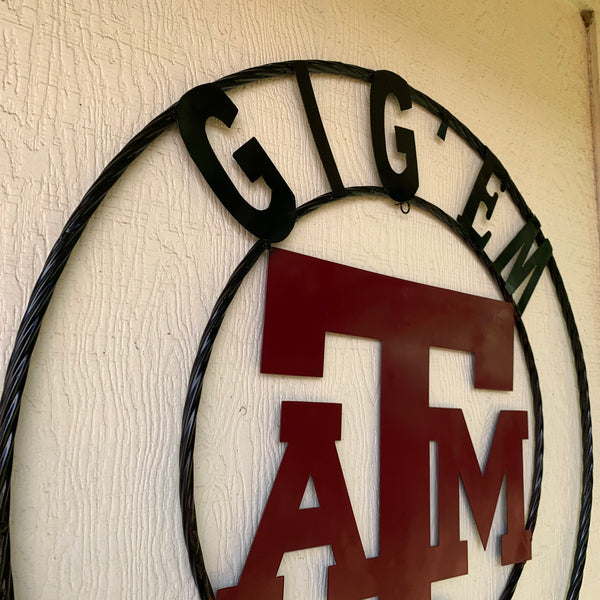 GIGEM AGGIES METAL CUSTOM VINTAGE CRAFT TEAM SIGN HANDMADE