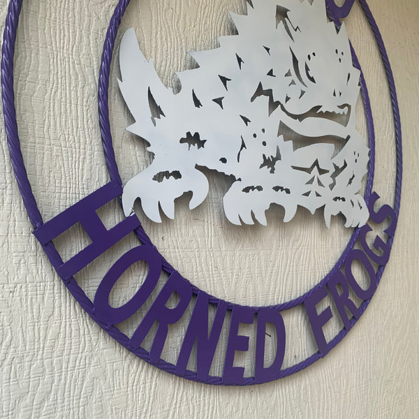 12",18",24",32",36" TCU HORNED FROGS CUSTOM METAL VINTAGE CRAFT TEAM SIGN HANDMADE