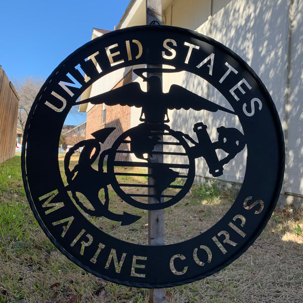 #EH10866 US MARINE CORPS 18",24",32" MILITARY LASERCUT CUSTOM BLACK METAL VINTAGE CRAFT SIGN WESTERN HOME DECOR HANDMADE