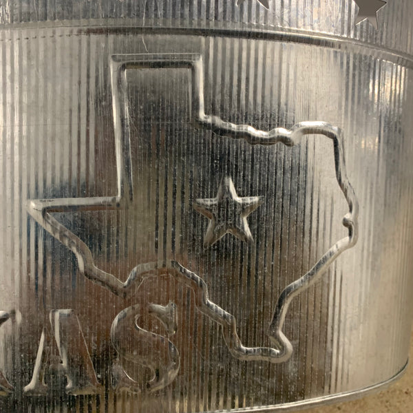24" TEXAS BUCKET SILVER METAL OVAL TUB BEVERAGE HOLDER WESTERN HOME DECOR HANDMADE NEW #EH12495