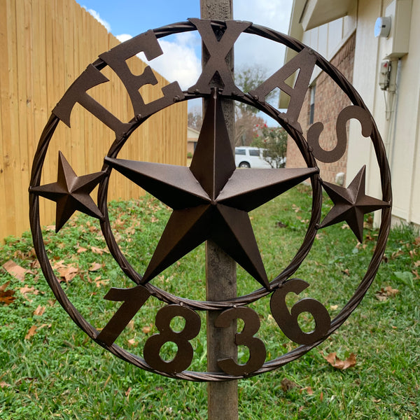 16" RUSTIC BRONZE TEXAS 1836 BARN LONE STAR METAL ART WESTERN HOME DECOR VINTAGE RUSTIC DARK BRONZE NEW