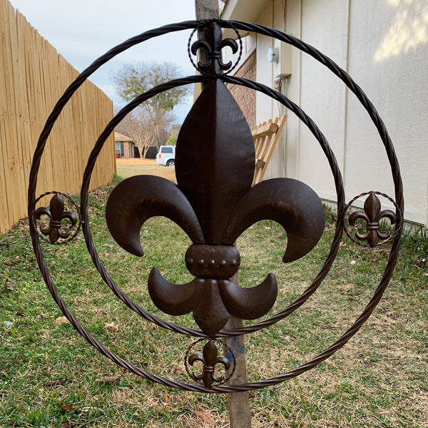 MULTI FLEUR DE LIS METAL WALL ART WESTERN HOME DECOR VINTAGE RUSTIC BROWN ART NEW