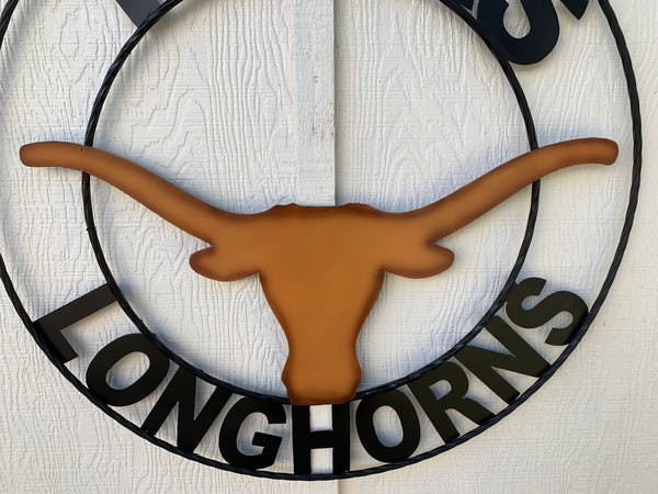 TEXAS LONGHORNS CUSTOM METAL VINTAGE CRAFT TEAM SIGN WESTERN HOME DECOR HANDMADE #EH90072