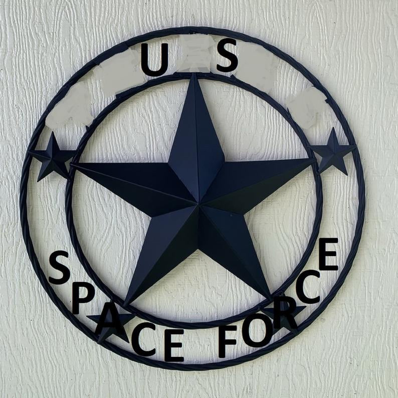 US  SPACE FORCE 3d BARN STAR CUSTOM NAME STAR VINTAGE METAL CRAFT ART WESTERN HOME DECOR RUSTIC BROWN SIZE:24",32",36",40",42",44",46",50"