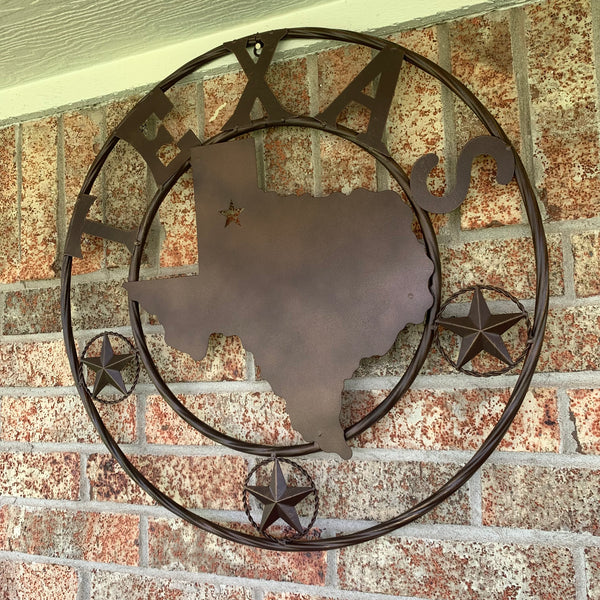 24" State of Texas Map Metal Wall Art Western Home Decor Vintage Rustic Bronze Copper New